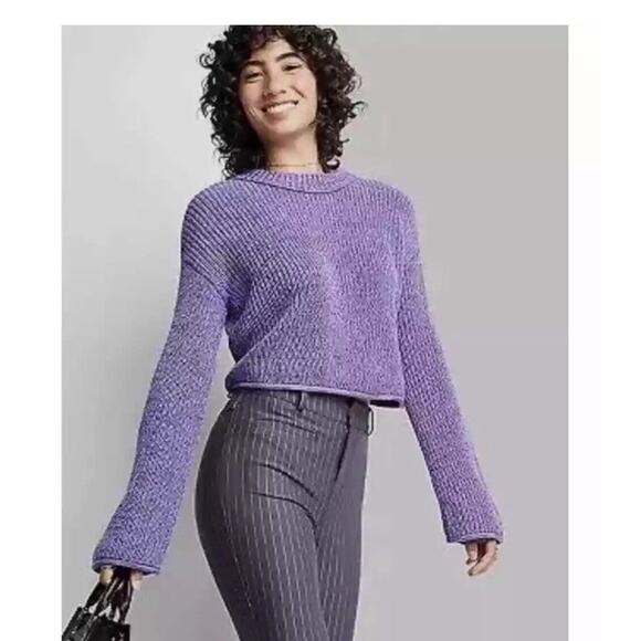 WILD FABLE Crew Neck Boxy Fit Sweater Purple Women’s S - Picture 1 of 5